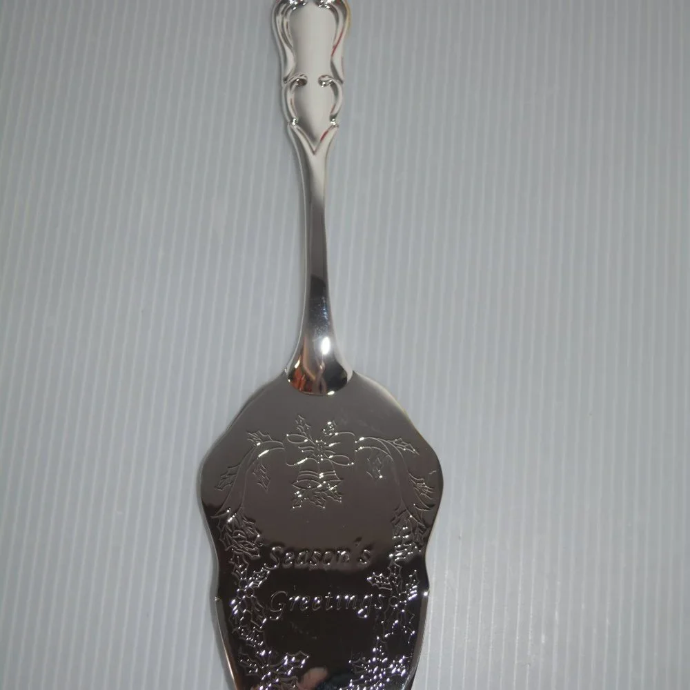 Silverplated Pie Cake Dessert Server Seasons Greetings Christmas Holiday NIB 11